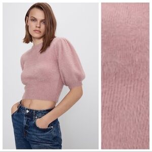 NWT. Zara Rose Faux Fur Knit Sweater. Size XL.